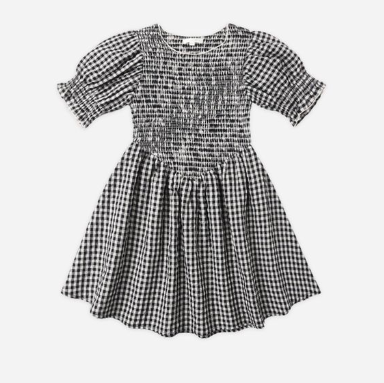 Louise Dress, Black Check - Magpies Paducah