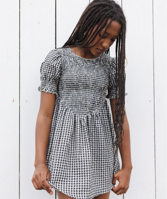 Teen Louise Dress, Black Check - Magpies Paducah