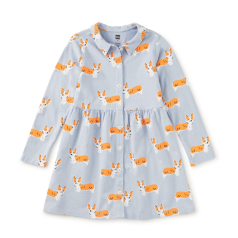Collared Shirtdress, Corgis