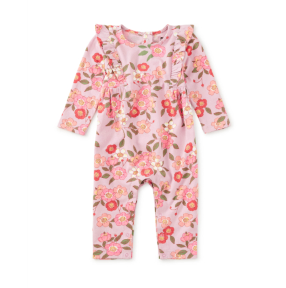 Ruffle Shoulder Romper, Rosa Canina