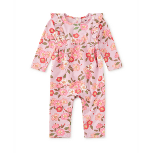 Ruffle Shoulder Romper, Rosa Canina