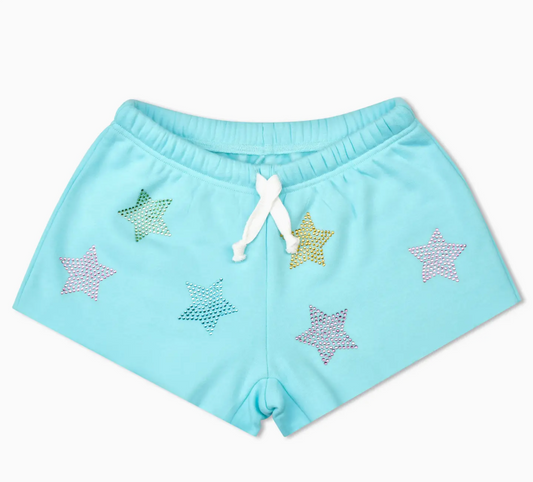 Blue Sparkling Stars Sweat Short