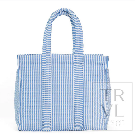 Quilted Go Go Tote, Chambray Pimlico Stripe