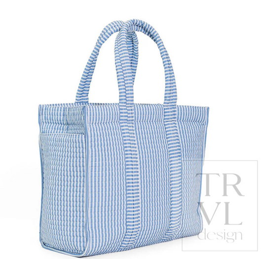 Quilted Go Go Tote, Chambray Pimlico Stripe