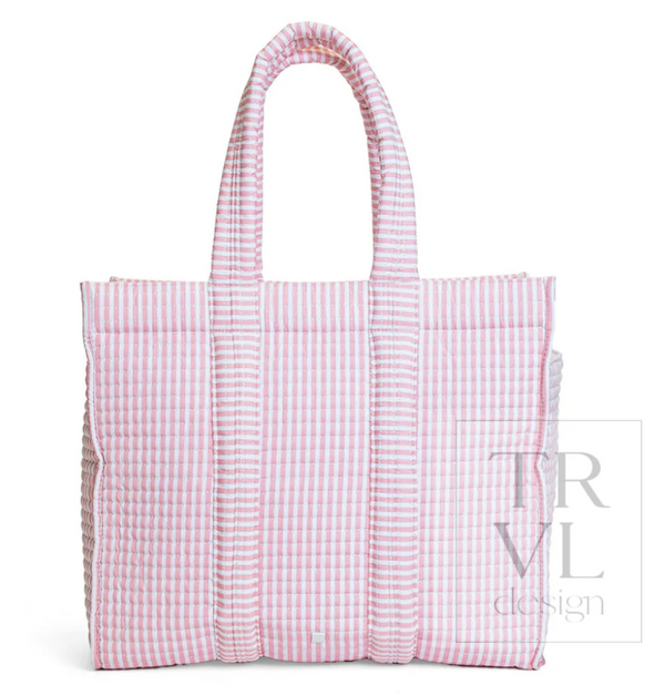 Quilted Go Go Tote, Dusty Rose Pimlico Stripe