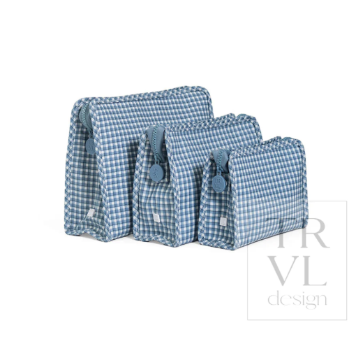 Roadie Zip Pouch, Indigo Rodeo Check
