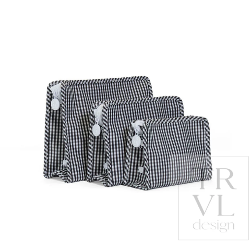 Roadie Zip Pouch, Black Gingham
