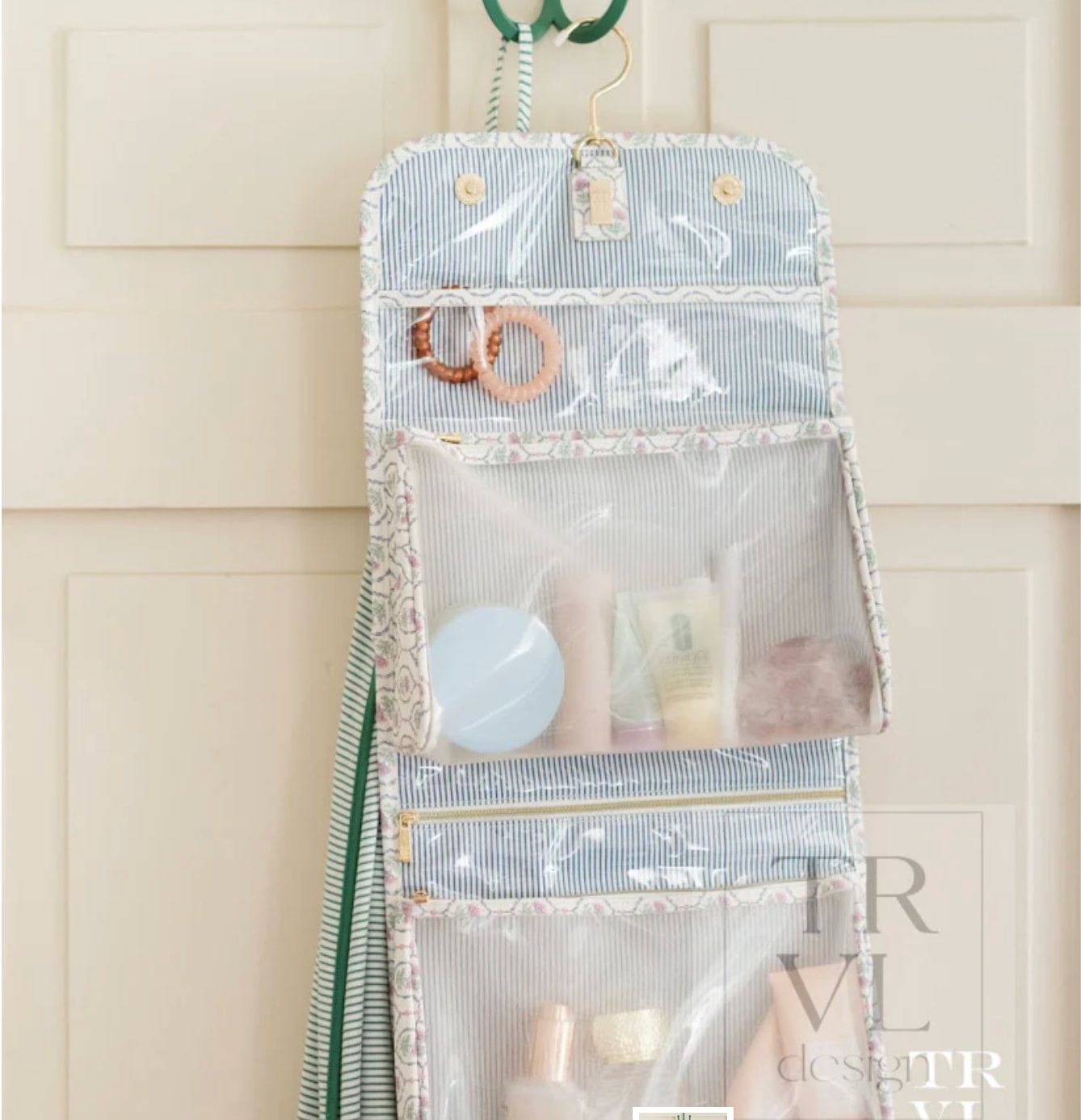 Luxe Hanging Toiletry Case, Antibes / Navy Pinstripe