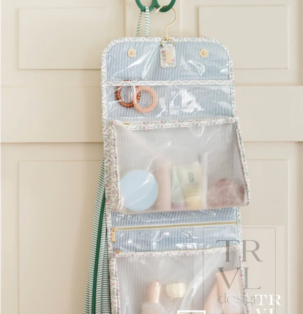 Luxe Hanging Toiletry Case, Antibes / Navy Pinstripe