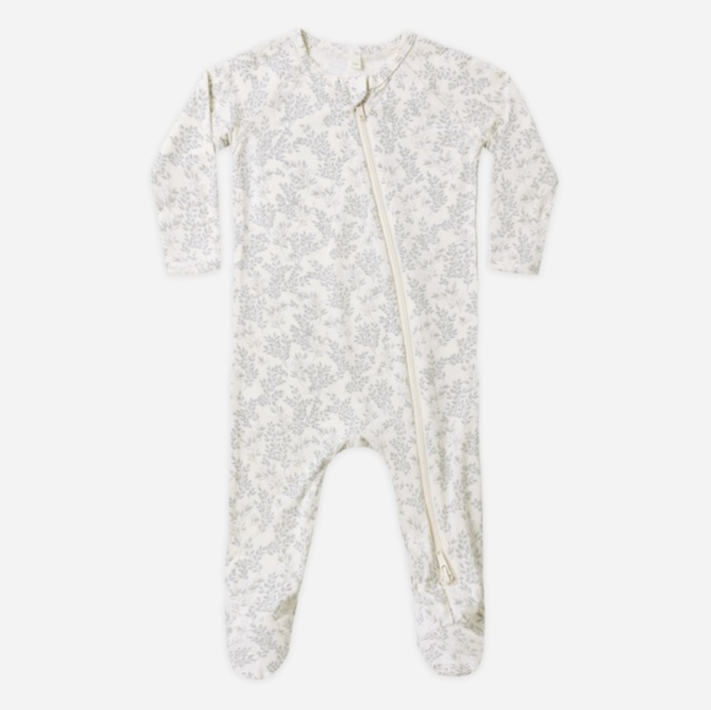 Bamboo Zip Footie, Cloud Floral