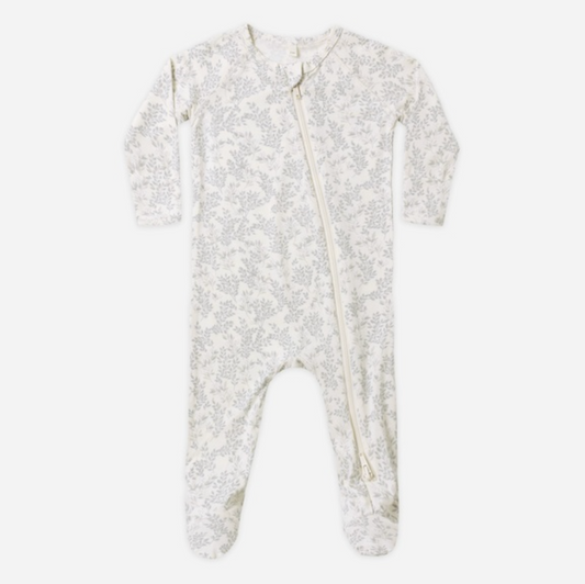 Bamboo Zip Footie, Cloud Floral