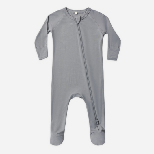 Bamboo Zip Footie, Slate