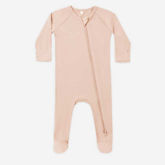 Bamboo Zip Footie, Dusty Rose