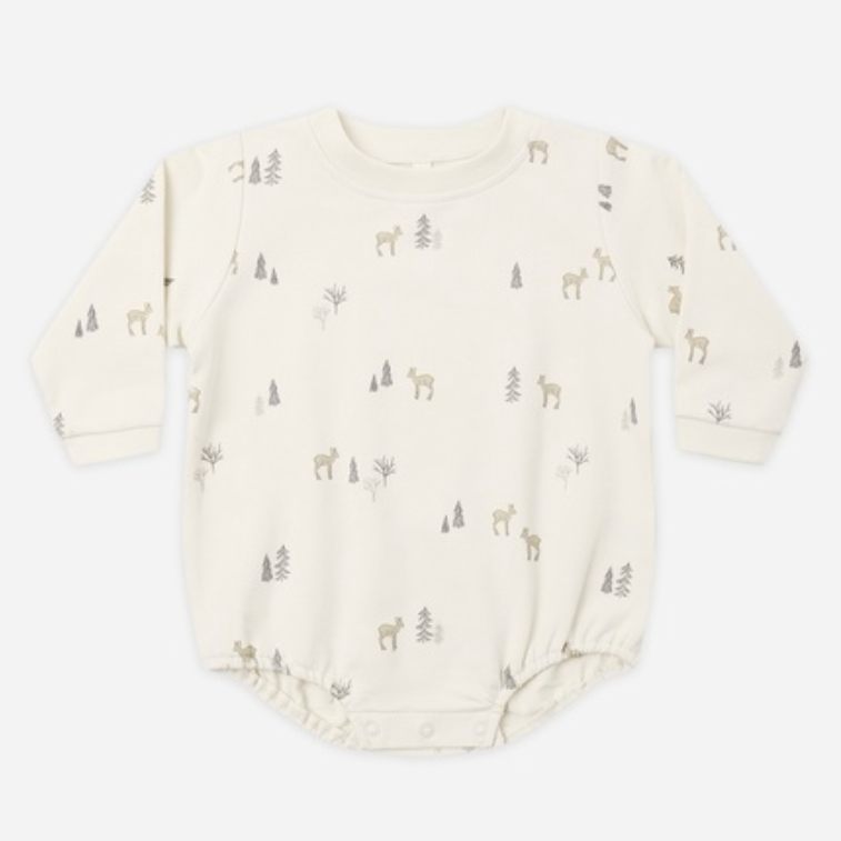 Crewneck Bubble Romper, Deer