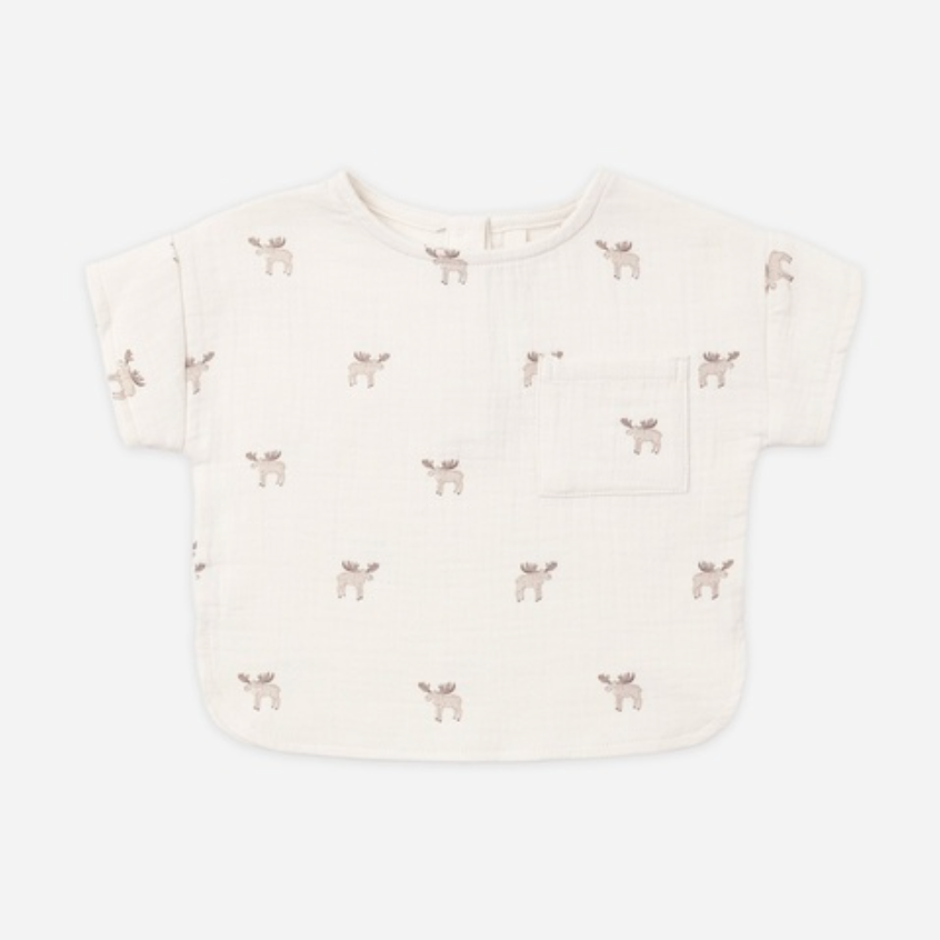 Woven Boxy Top, Moose