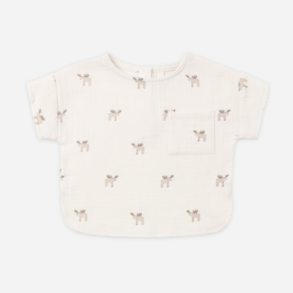 Woven Boxy Top, Moose