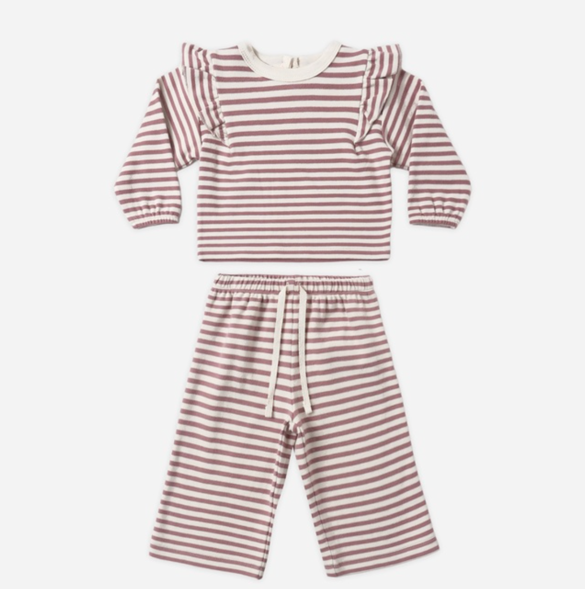 Ruffle Cozy Set, Mulberry Stripe