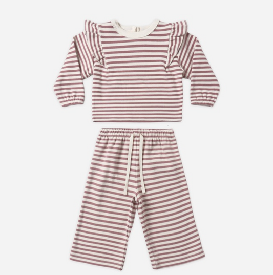 Ruffle Cozy Set, Mulberry Stripe
