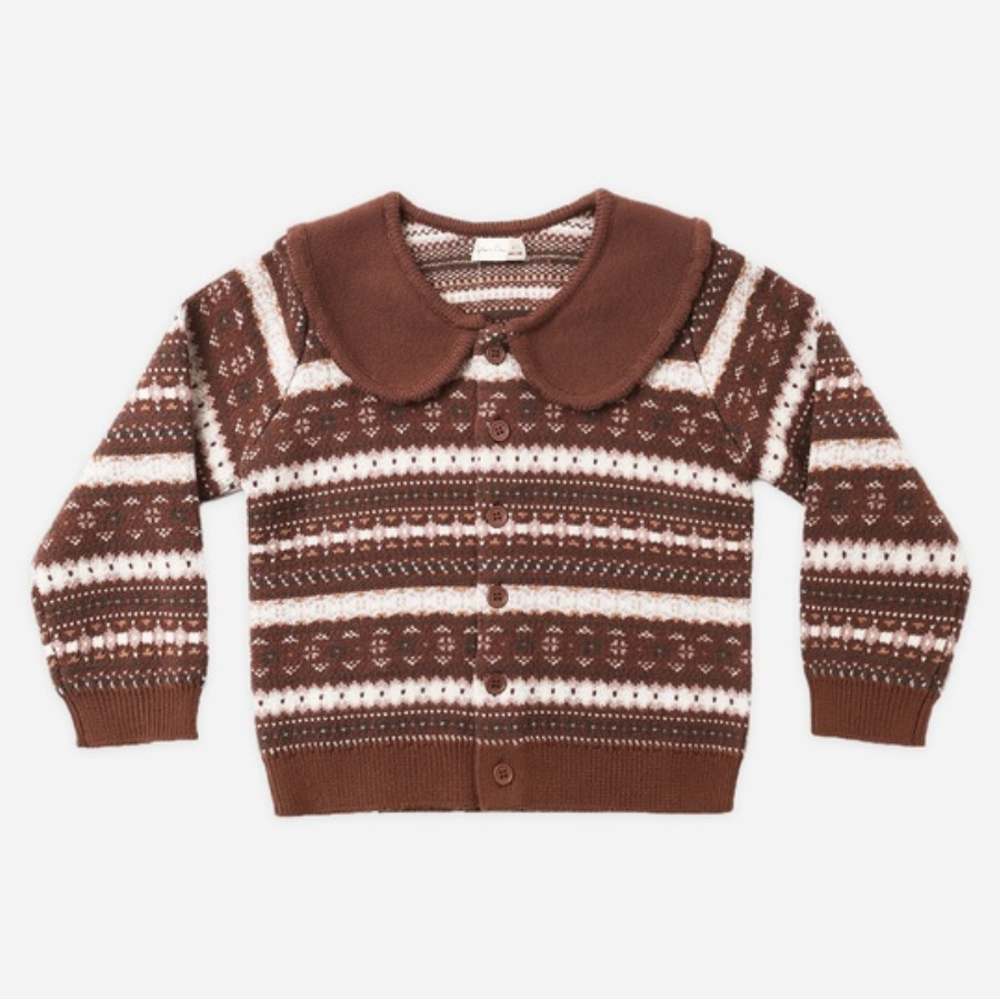 Fair Isle Cardigan, Mulberry Stripe