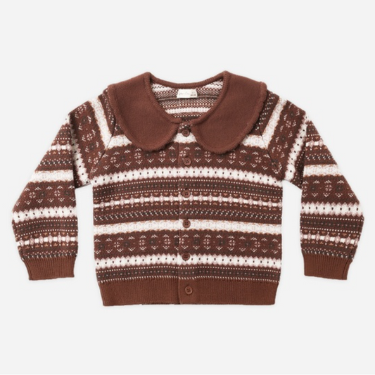 Fair Isle Cardigan, Mulberry Stripe
