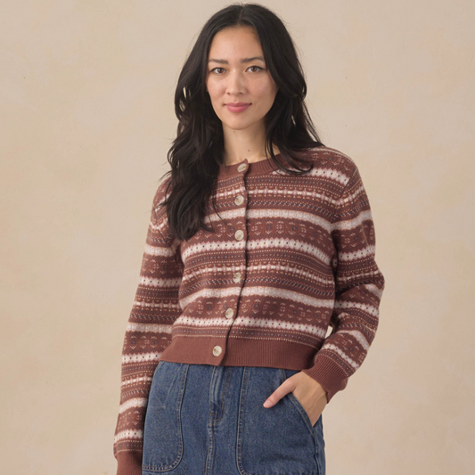 Women's Cheyenne Cardigan, Mulberry Multi Stripe