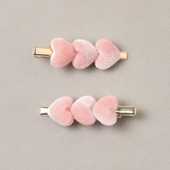 Velvet Heart Clips, Rose
