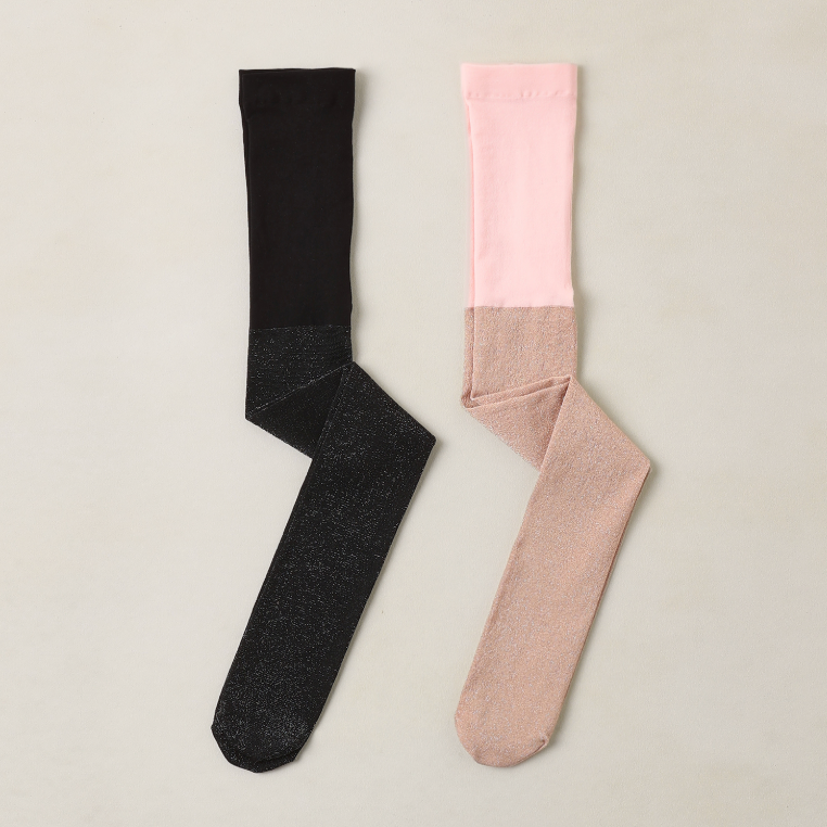 Shimmer Tights, Black/Blush