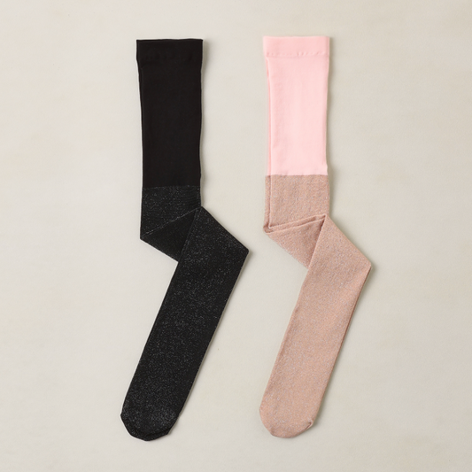Shimmer Tights, Black/Blush