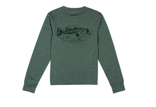 Portland Pocket Long Sleeve Tee, Forest Bass Mount