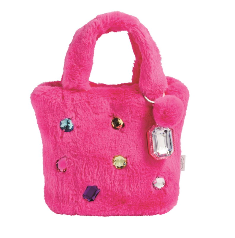 Glitzy Faux Fur Purse, Pink
