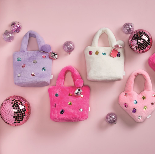 Glitzy Faux Fur Purse, Purple
