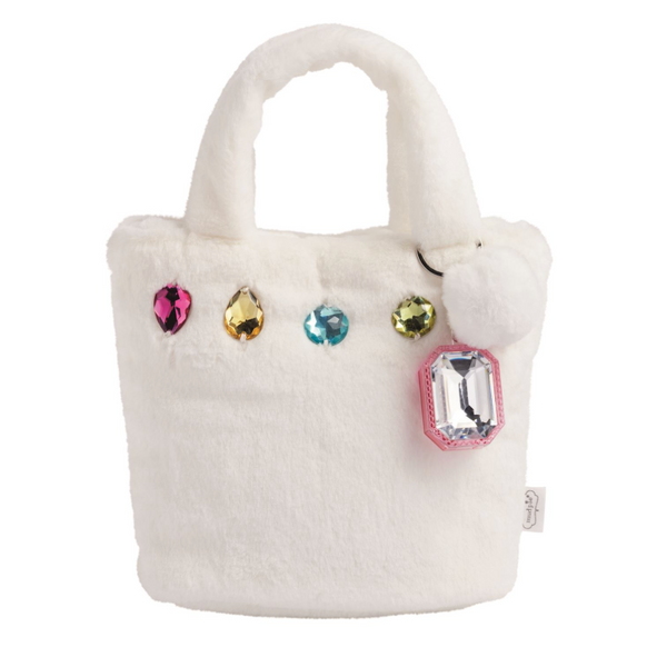 Glitzy Faux Fur Purse, White