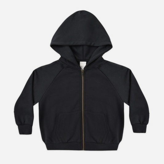 Zip Raglan Hoodie, Black
