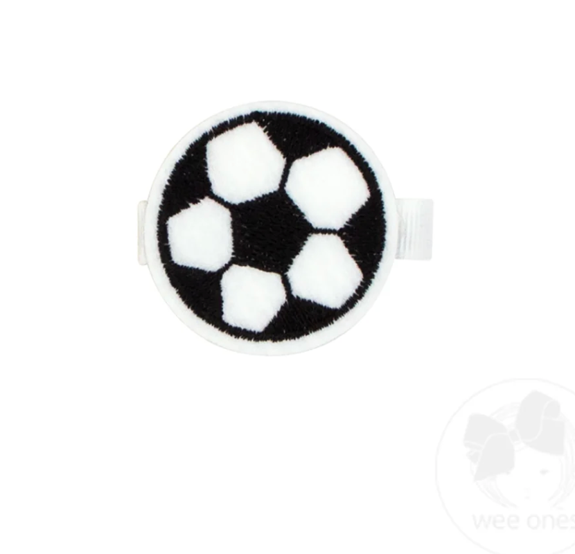 Embroidered Hair Clips, Soccer