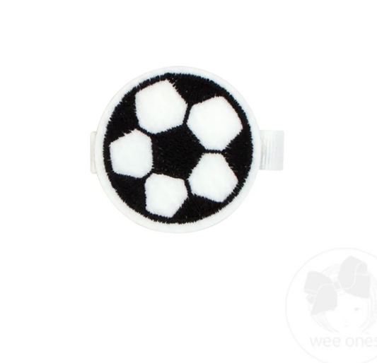 Embroidered Hair Clips, Soccer