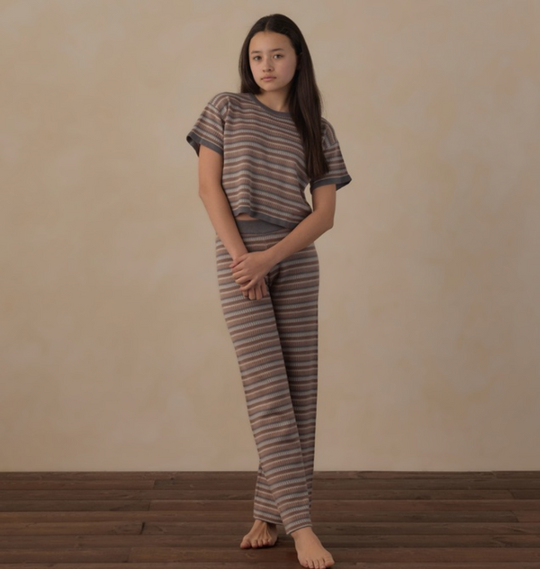 Teen Boxy Crop Knit Tee, Multi Stripe