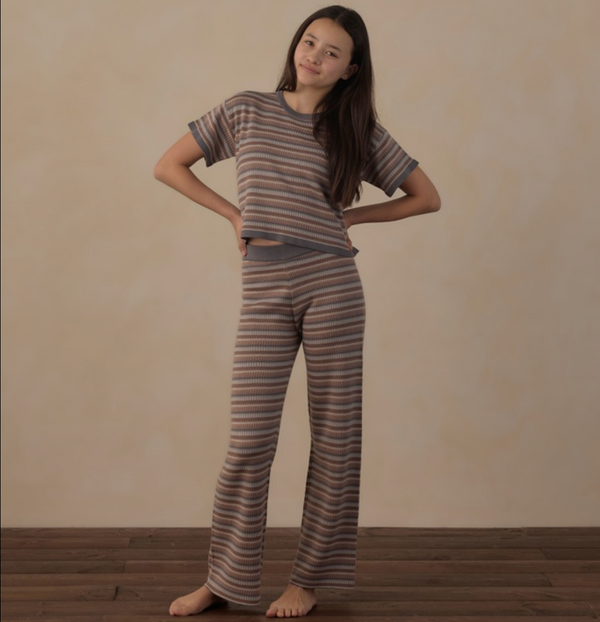 Teen Boxy Crop Knit Tee, Multi Stripe