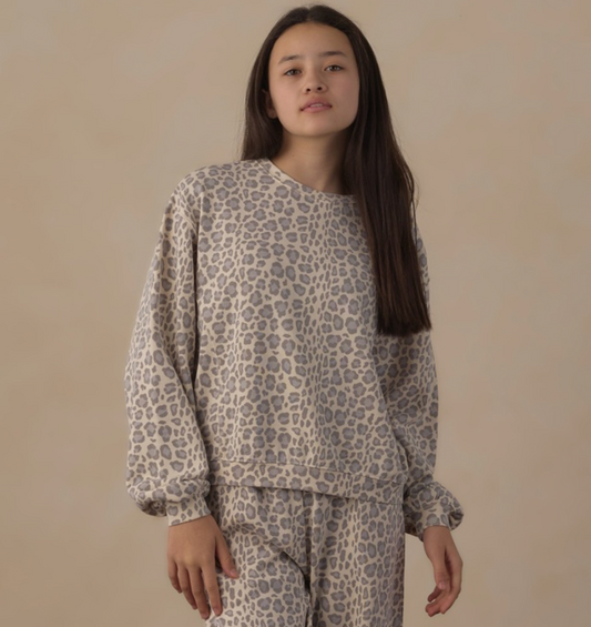 Teen Sweatpant, Blue Leopard