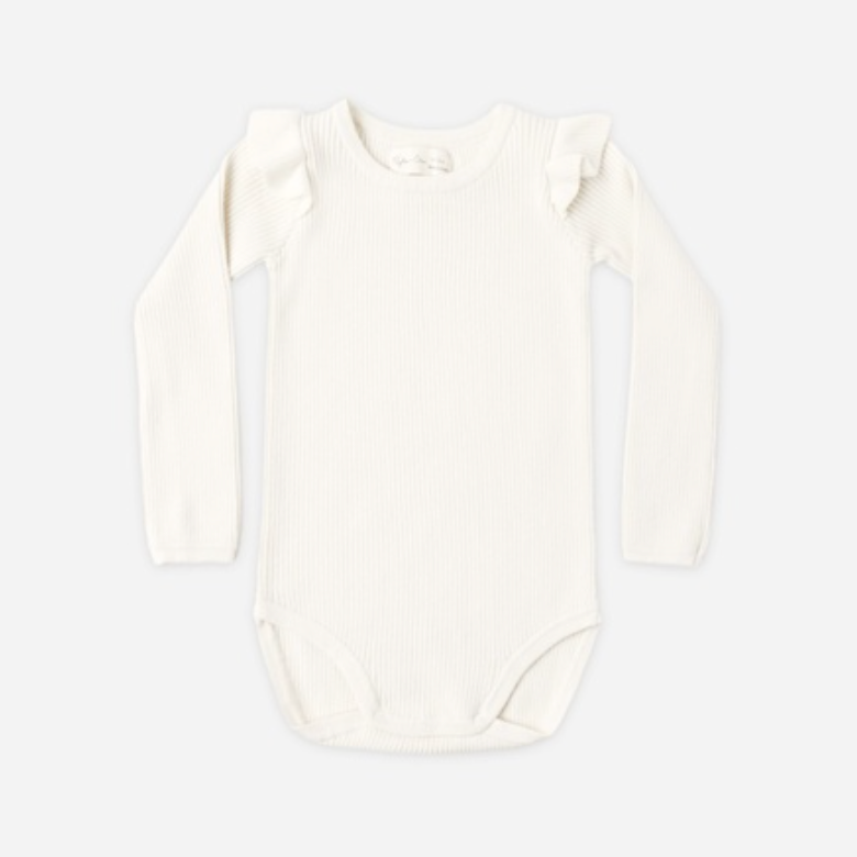 Shoulder Ruffle Bodysuit, Natural