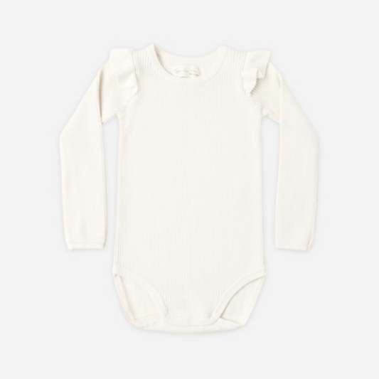 Shoulder Ruffle Bodysuit, Natural