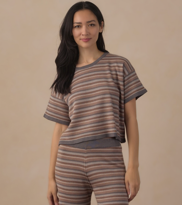 Women's Boxy Crop Tee, Multi Stripe