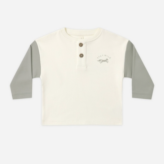 Long Sleeve Henley Tee, Laurel
