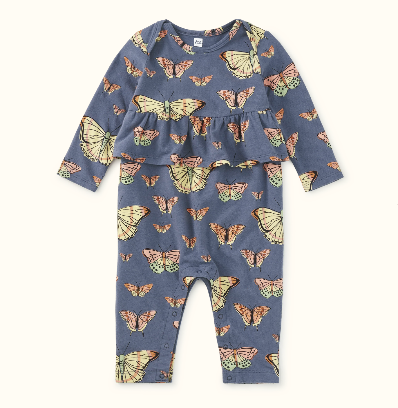 Peplum Baby Romper, Skyfield Butterflies
