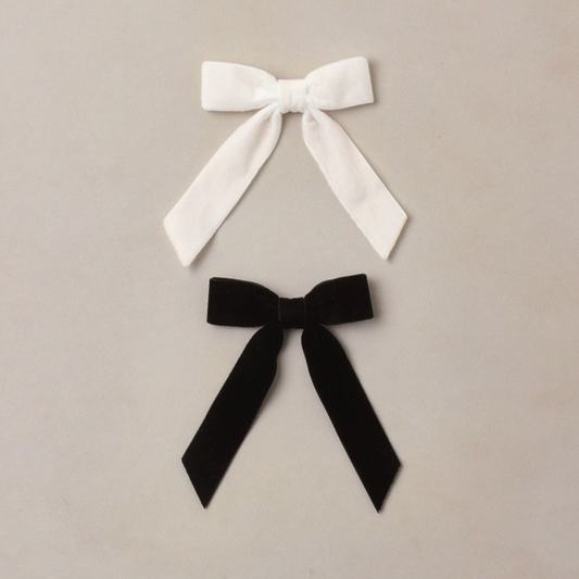 Velvet Bows Set, Black + Ivory