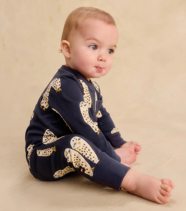 Long Sleeve Pocket Baby Romper, Owls