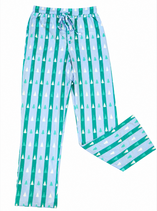 Men's Lounge Pant, Blue + Green Tree Stripe - Magpies Paducah
