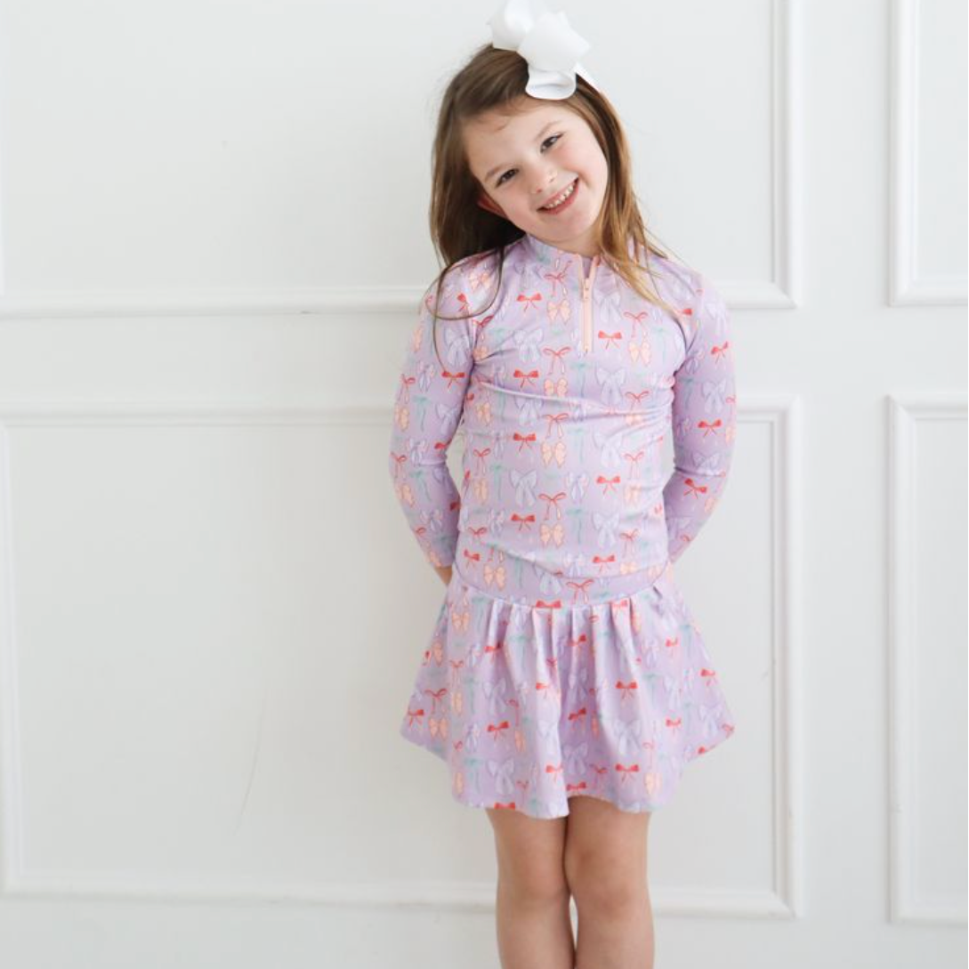Long Sleeve Sarah Set, Lavender Bow