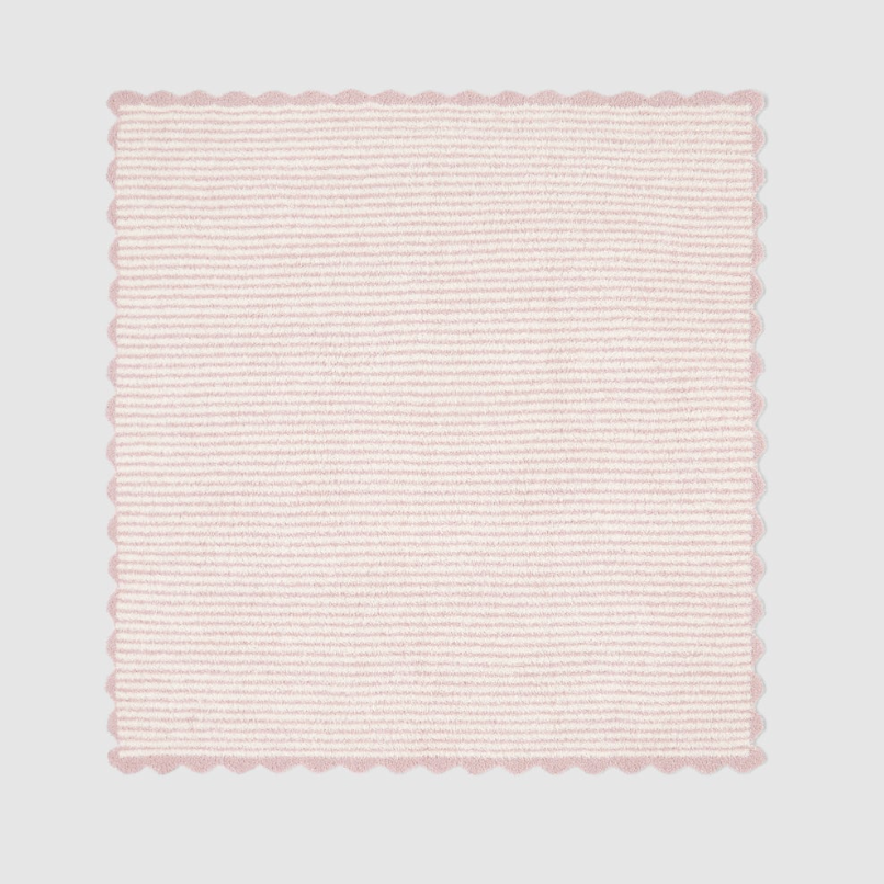 CozyChic Stripe Scallop Receiving Blanket, Faded Rose