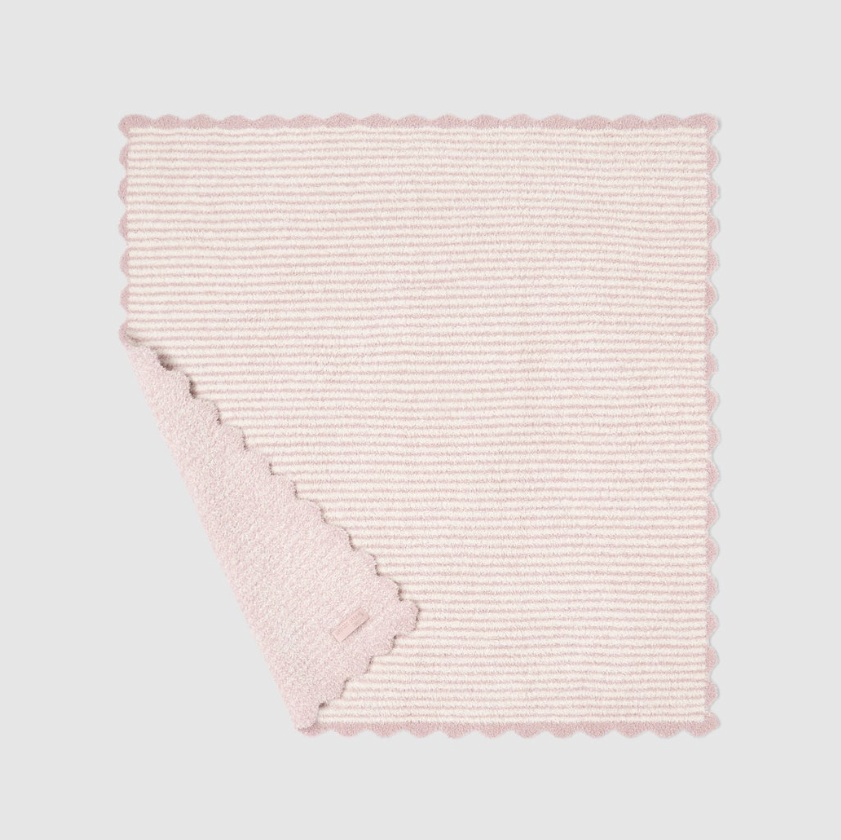 CozyChic Stripe Scallop Receiving Blanket, Faded Rose