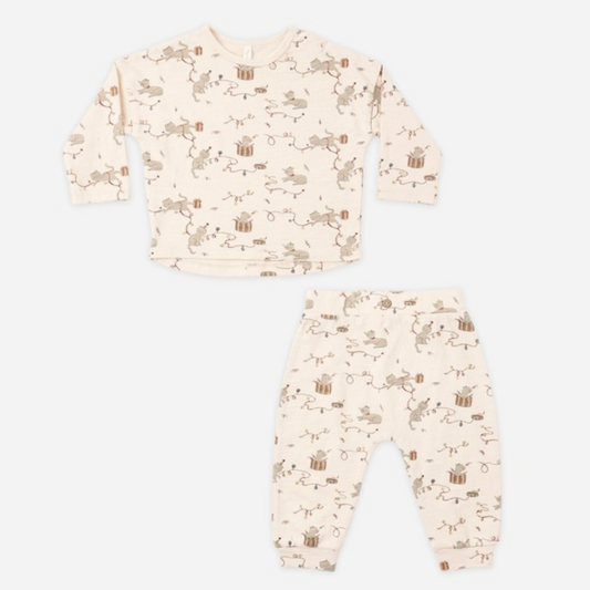 Long Sleeve Tee + Pant Set, Kitties